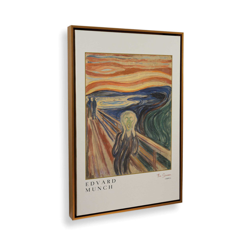 Le cri par Edvard Munch, H 30,75 po x l 20,75 po, Cadre flottant or poli