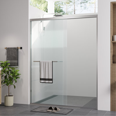 - Finished 56 60" Adjustable Width Double Sliding Shower Enclosure With 1/4" (6mm) Tempered Glass, Waterproof And For Bathroom Clear Glass Door Hardware, Design