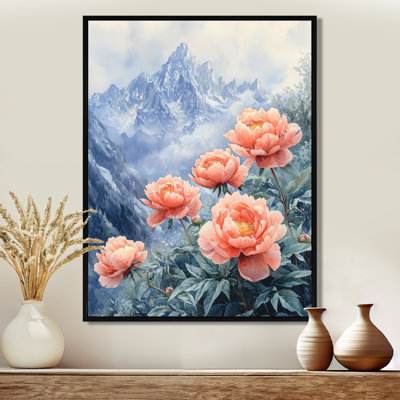 Giachetti, pivoines et sommet de montagne IV - pivoines, art mural