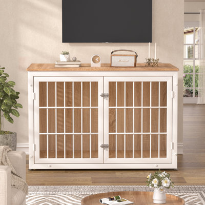 Meuble de 48 pouces pour cage de chien, cage de chenil en bois