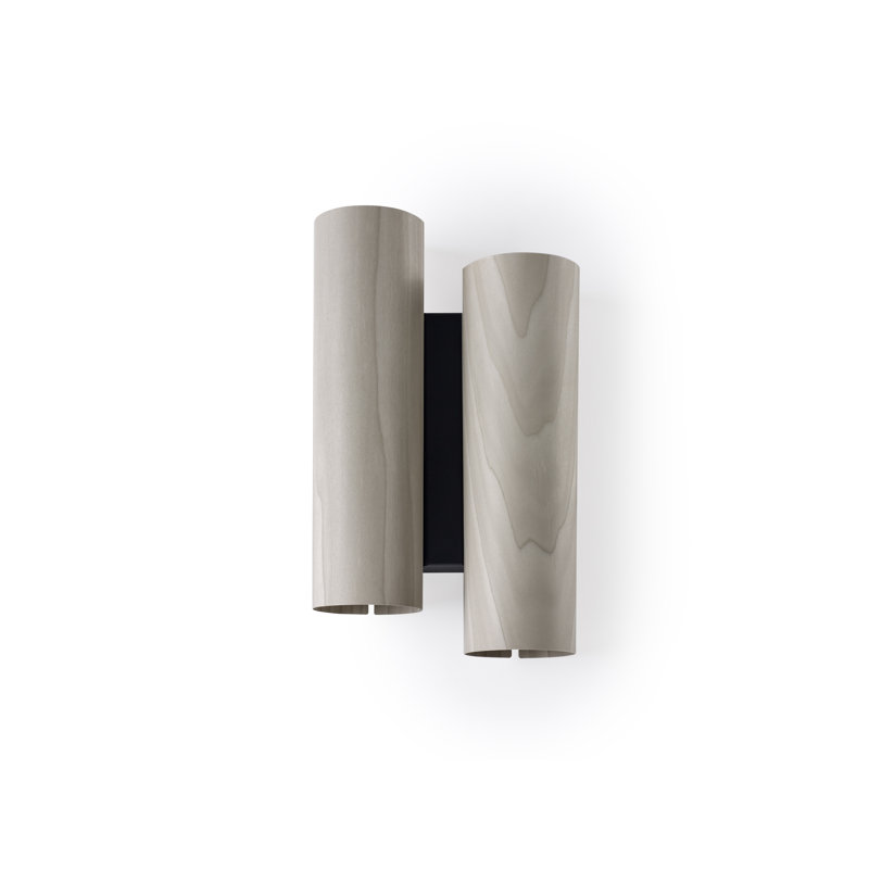 Black Note 2 - Light LED Flush Mounted Sconce, Matte Black, 3000K, Natural Beech