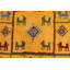 Tapis carré en laine noué à la main de conception unique de 1 pi 3 po Akyiah en or / vert / rouge