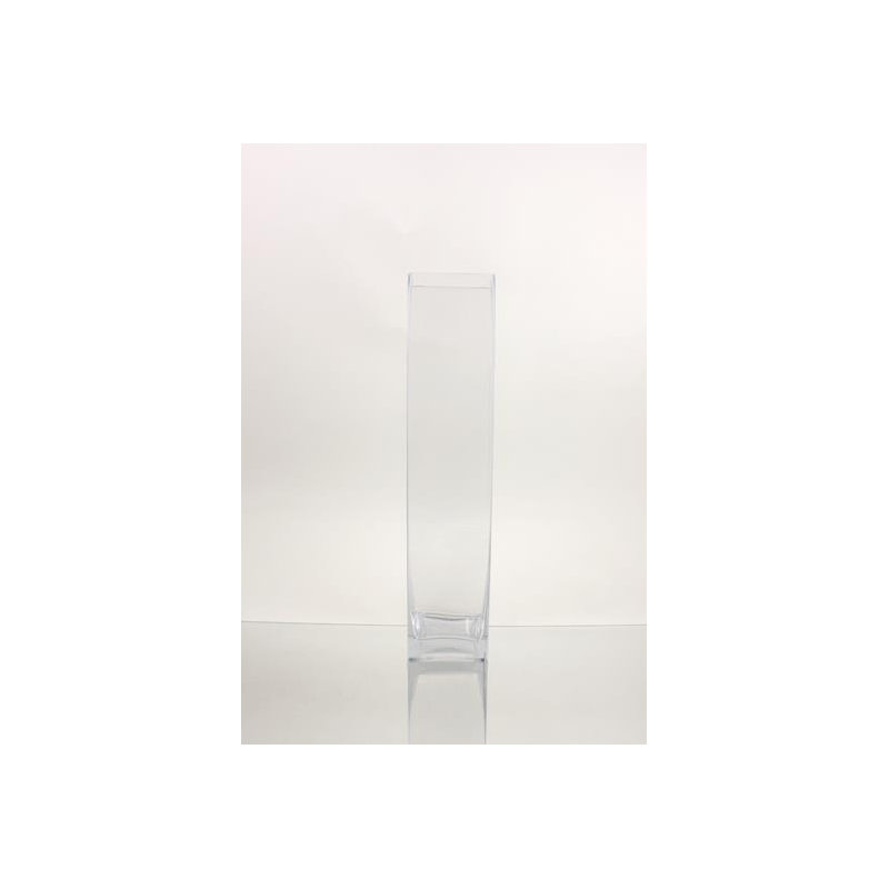 Vase carré en verre, H 18 po x l 4 po x p 4 po