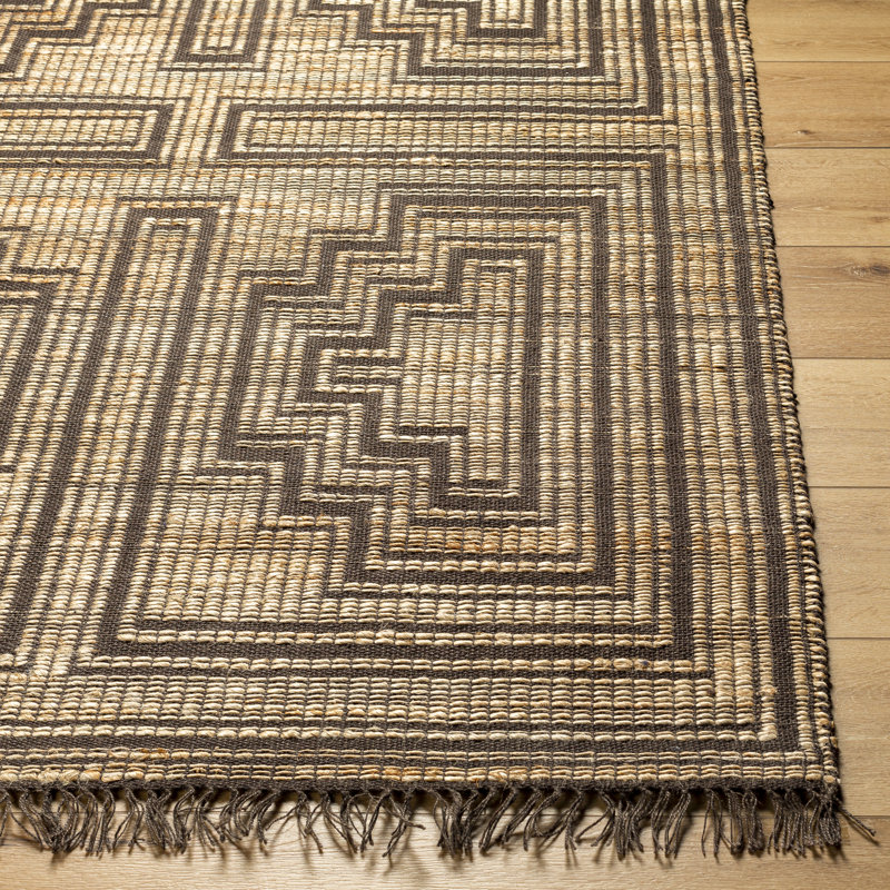 Eddis Southwestern Handmade Flatweave Jute Area Rug in Camel, Rectangle 8' x 10'