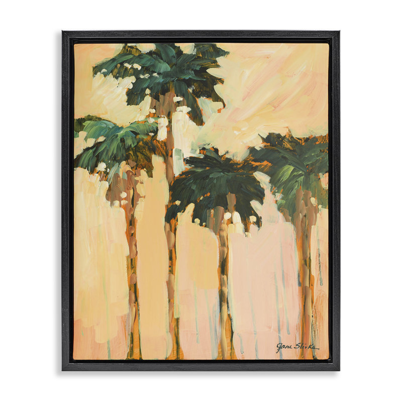 «Shady Palms Impression» par Jane Slivka, Cadre flottant noir de jais, H 31 po x l 25 po
