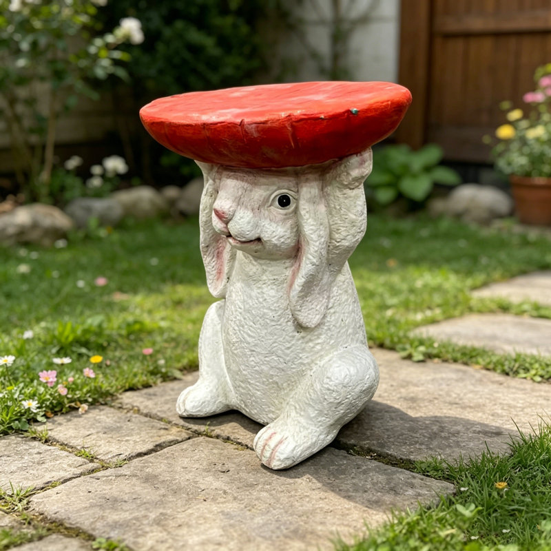 Tables de bout Cute Bunny, table d'appoint en résine 13,39 pouces, décor de maison de campagne