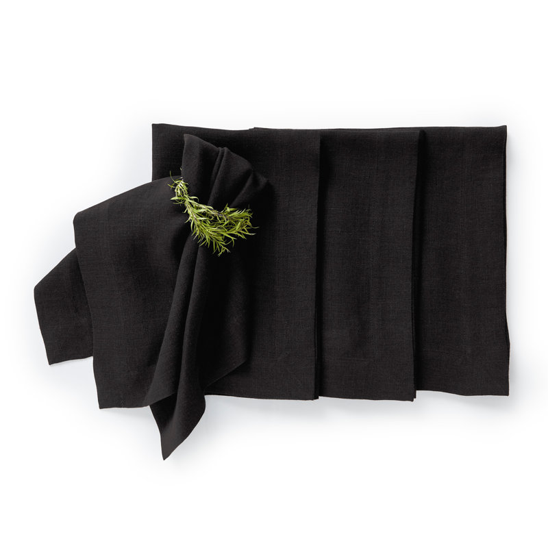 Sonoma - 100% Pure Linen Dinner Napkins (Prewashed), Black