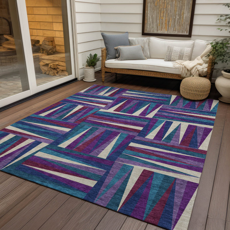 Azura Purple Washable Indoor-Outdoor Rug - , 10' x 14'