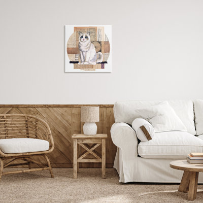 Art mural rétro sur toile, "Collage Cat" par Nancy Overton
