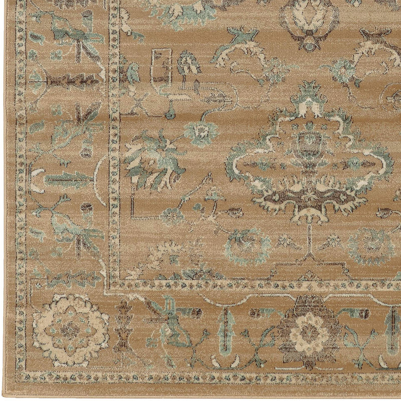 Benson Traditional Vintage Distressed Beige Oriental Area Rug, Rectangle  7'10" x 10'6"