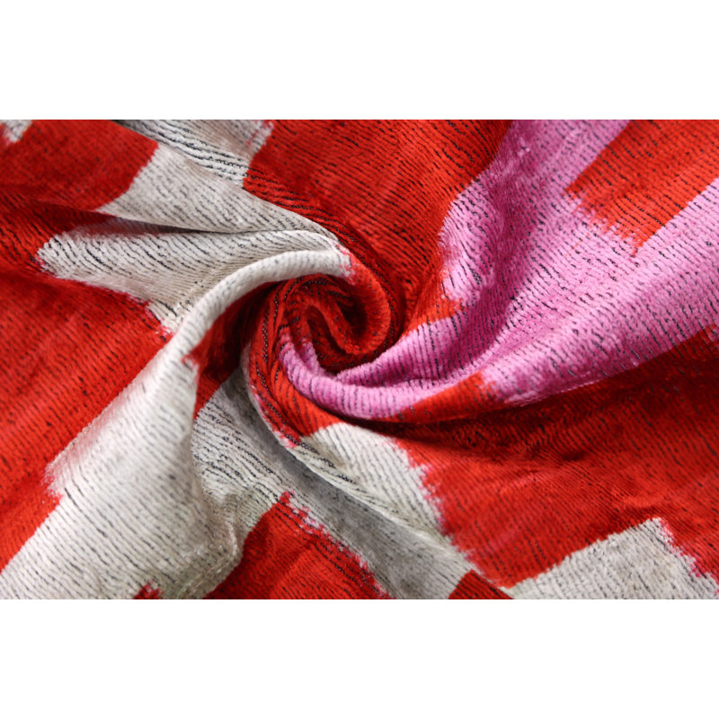 Coussin en velours rouge et rose - 16 x 16