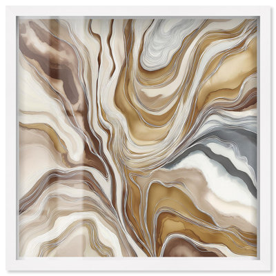 Décoration murale bohème Viscous Flow III par Art Remedy, cadre blanc, 30 x 30
