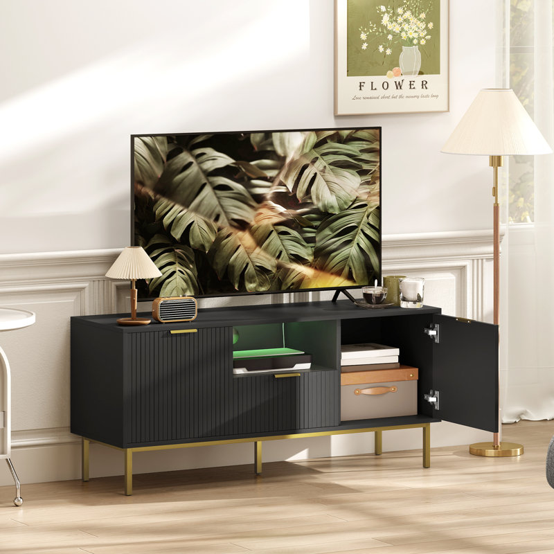 Meuble télé avec lumières DEL RVB, meuble télé pour téléviseur de 40 po ou moins, noir, H 21,3 po x L 47,2 po x l 15,4 po