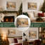 Christmas Village Farmhouse Wall Art Winter Street Canvas Print Framed Snowy European Village Street with Warm Lights, Holiday Decor for Living Room Entryway Office Bedroom 8 x 10 Inch