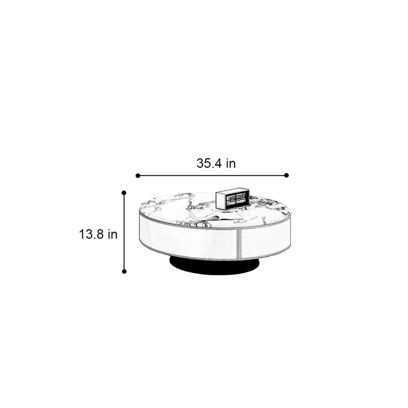Table basse moderne en marbre minimaliste moderne, H 13,8 po x L 35,4 po x l 35,4 po
