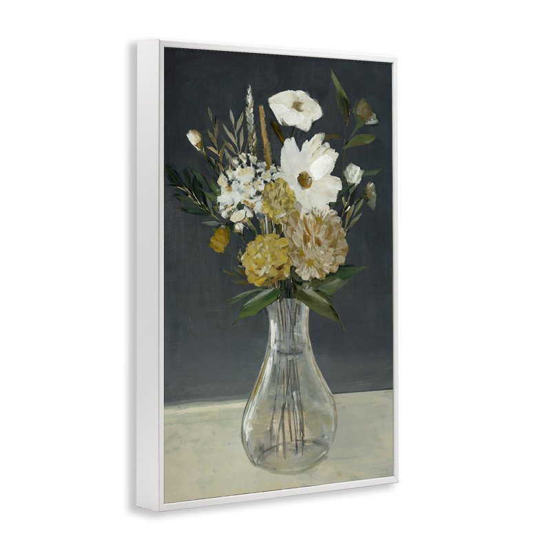  "Vase floral terreux", estampe numérique par Hannah Dawson, H 30 po x l 20 po, Estampe numérique encadrée blanc bord de mer