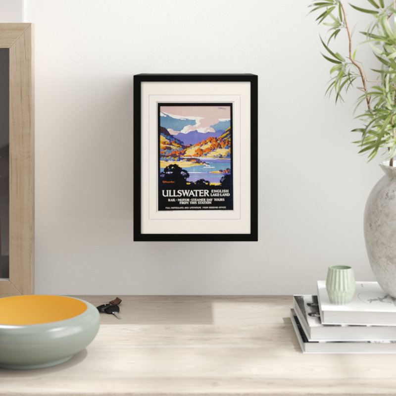 Ullswater - Print, 40cm H x 40cm W x 1.3cm D, Black Frame, Yellow