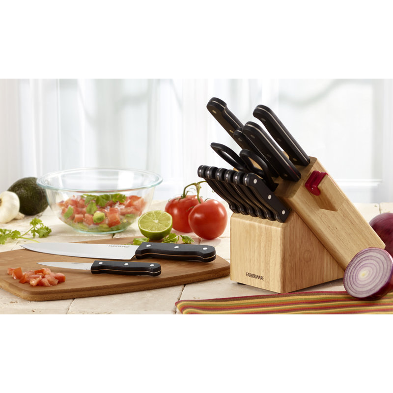 Farberware 14-Piece High-Carbon Stainless Steel Knife Block Set