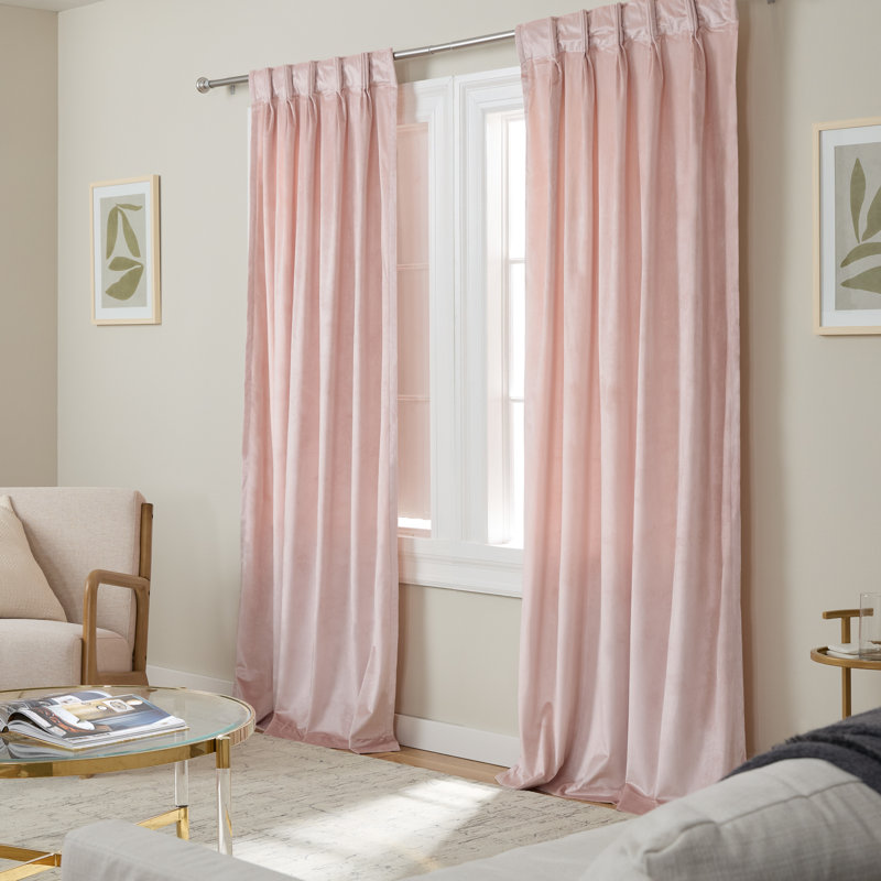 Donna Room Darkening Curtain Pair, 27"W x 84"L, Blush Pink