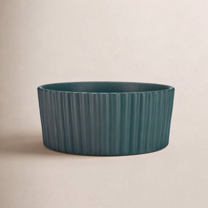 Ripple Ceramic Dog Bowl, Teal, Large