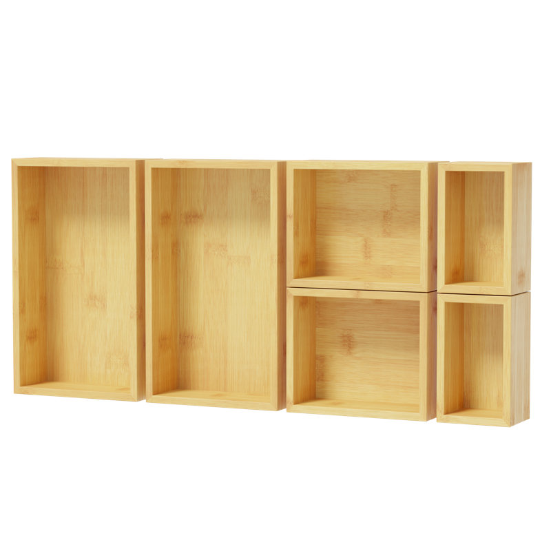 Ensemble de 6 tiroirs en bambou, bacs de rangement polyvalents pour la cuisine, la salle de bain, le bureau et le maquillage