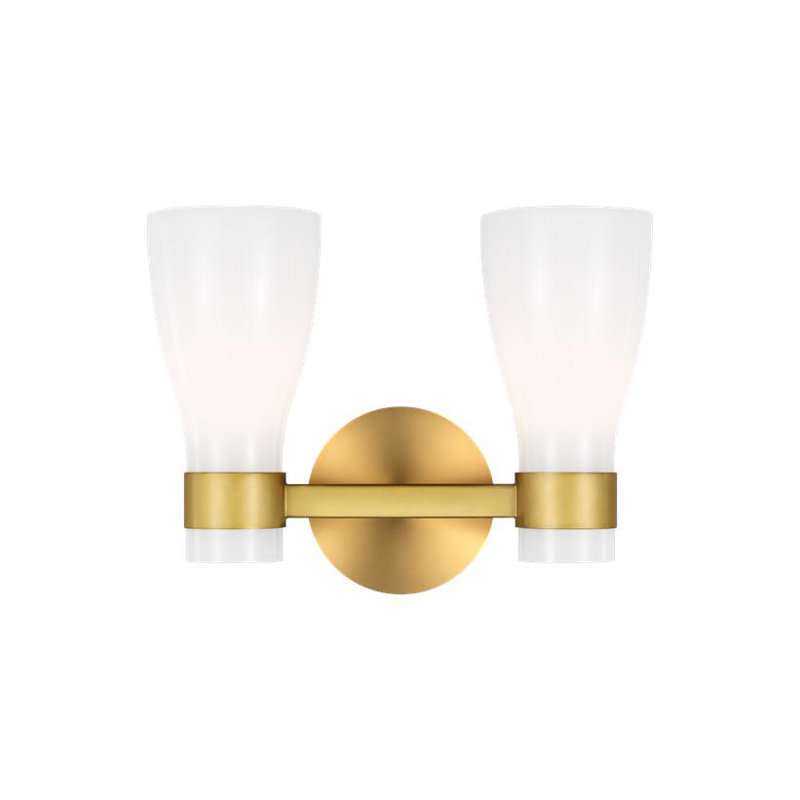 Moritz Vanity Light, White, Burnished Brass, 2