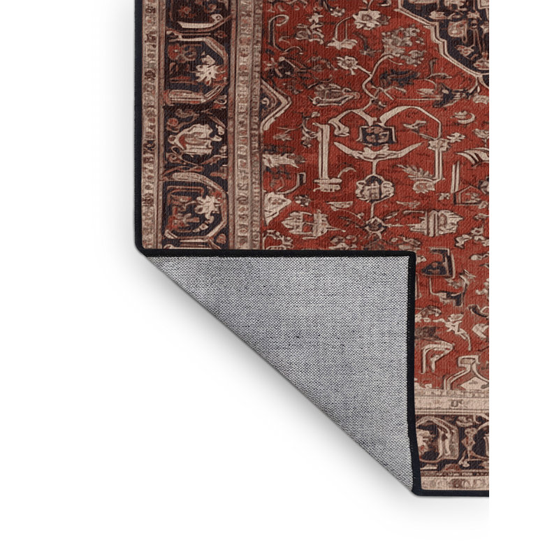 Machine Washable Persian Brown Area Rug, Square 7'