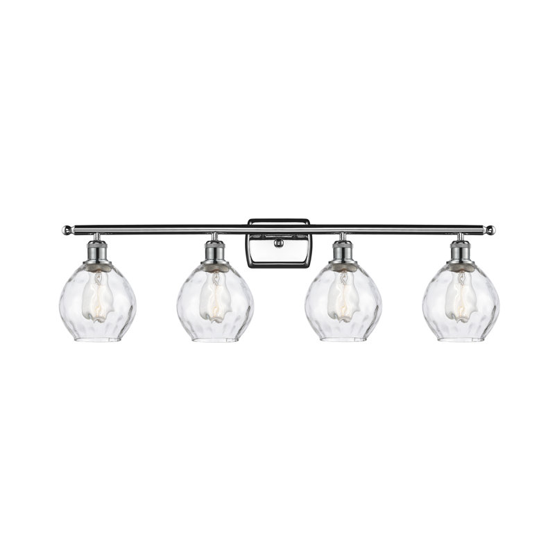 Pomeroy 4 - Light Dimmable Vanity Light, Clear, Polished Chrome, 6 Watt Vinage LED Bulb