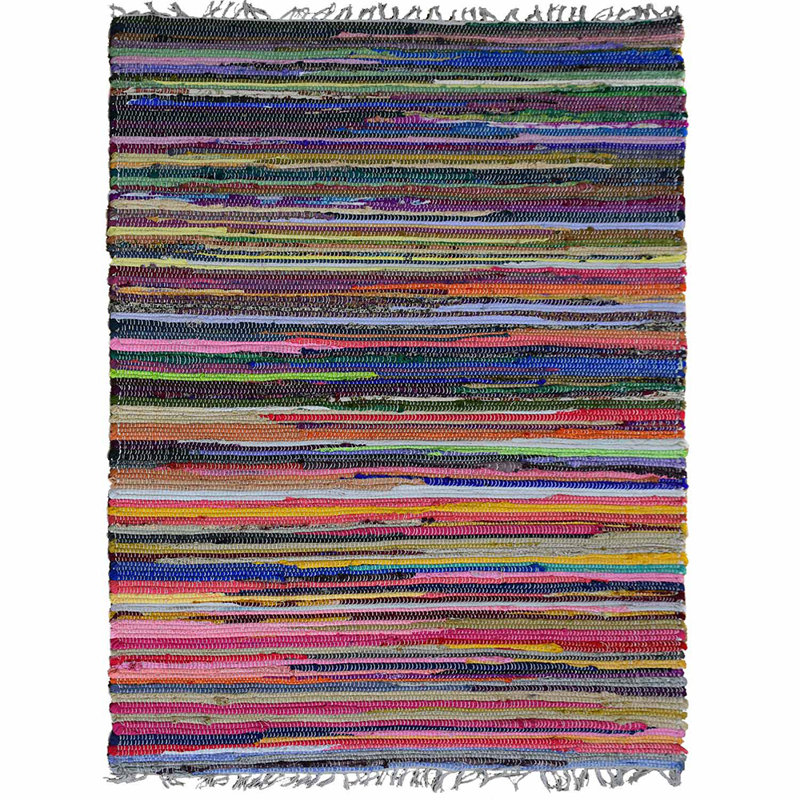 Hand Woven Flat Weave Kilim Contemporary Cotton Multicolor Rectangle Indoor Area Rug