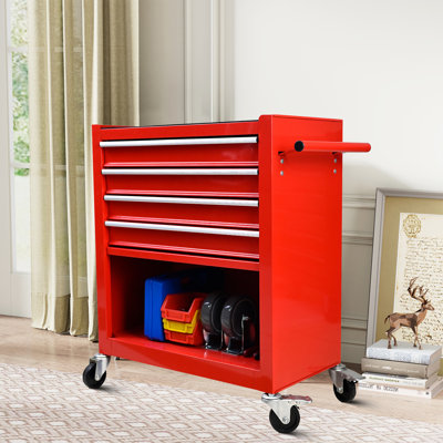 Steel Frame Tool Cabinet with Side Handle and Storage Drawers