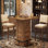 Table de bar à hauteur de bar 39,4 po de hauteur, barre carrée bistro avec repose-pieds en métal, brun rustique