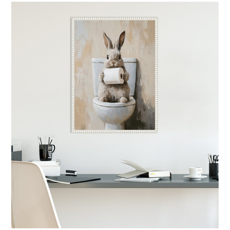 "Mignon lapin", rouleau de papier hygiénique, salle de bain, "The Creative Bunch Studio", reproduction d'art sur toile encadrée