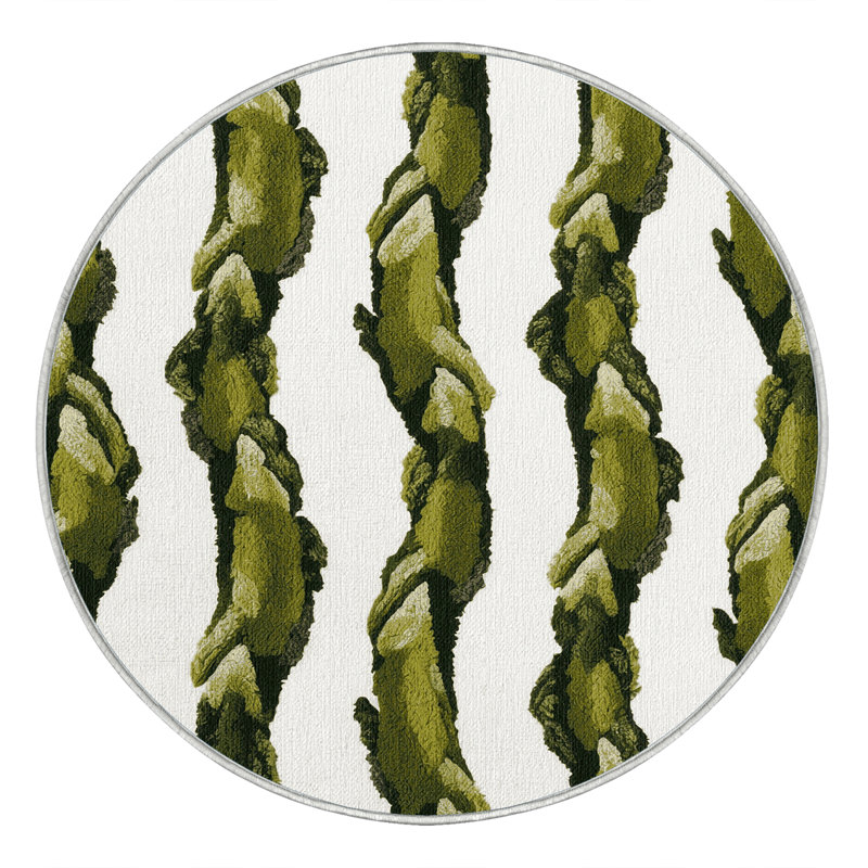  Tapis blanc lavable avec légumes asperges, Rond 6 pi