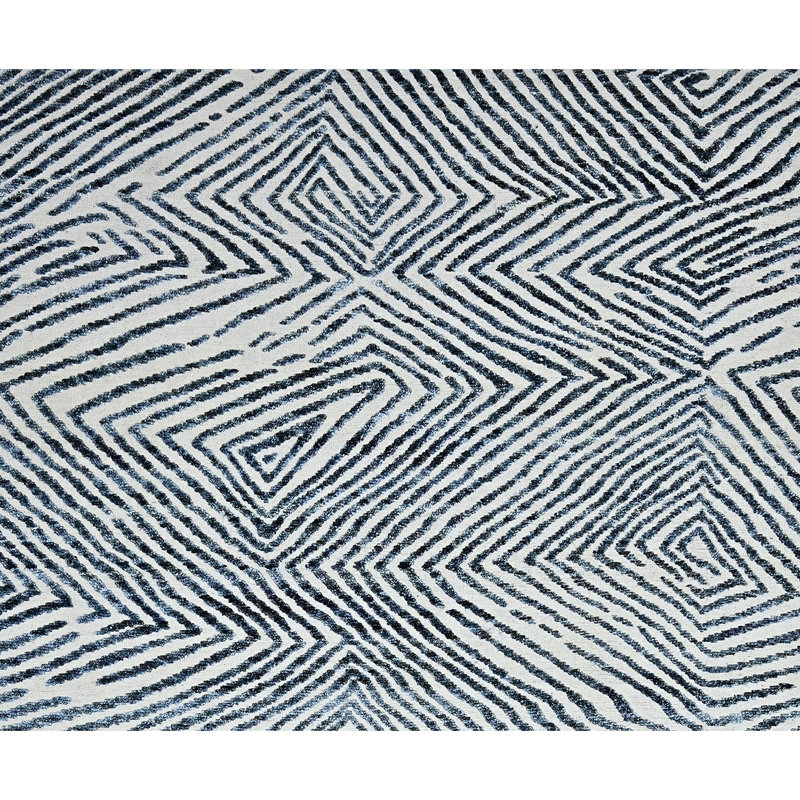 Hand Knotted Area Rug in Ivory And Blue, Rectangle 10' x 14'