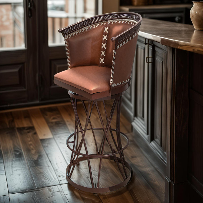 Tabouret de bar pivotant Kiyanah Heritage, Brun,  Tabouret de bar (siège d'une hauteur de 30 po)