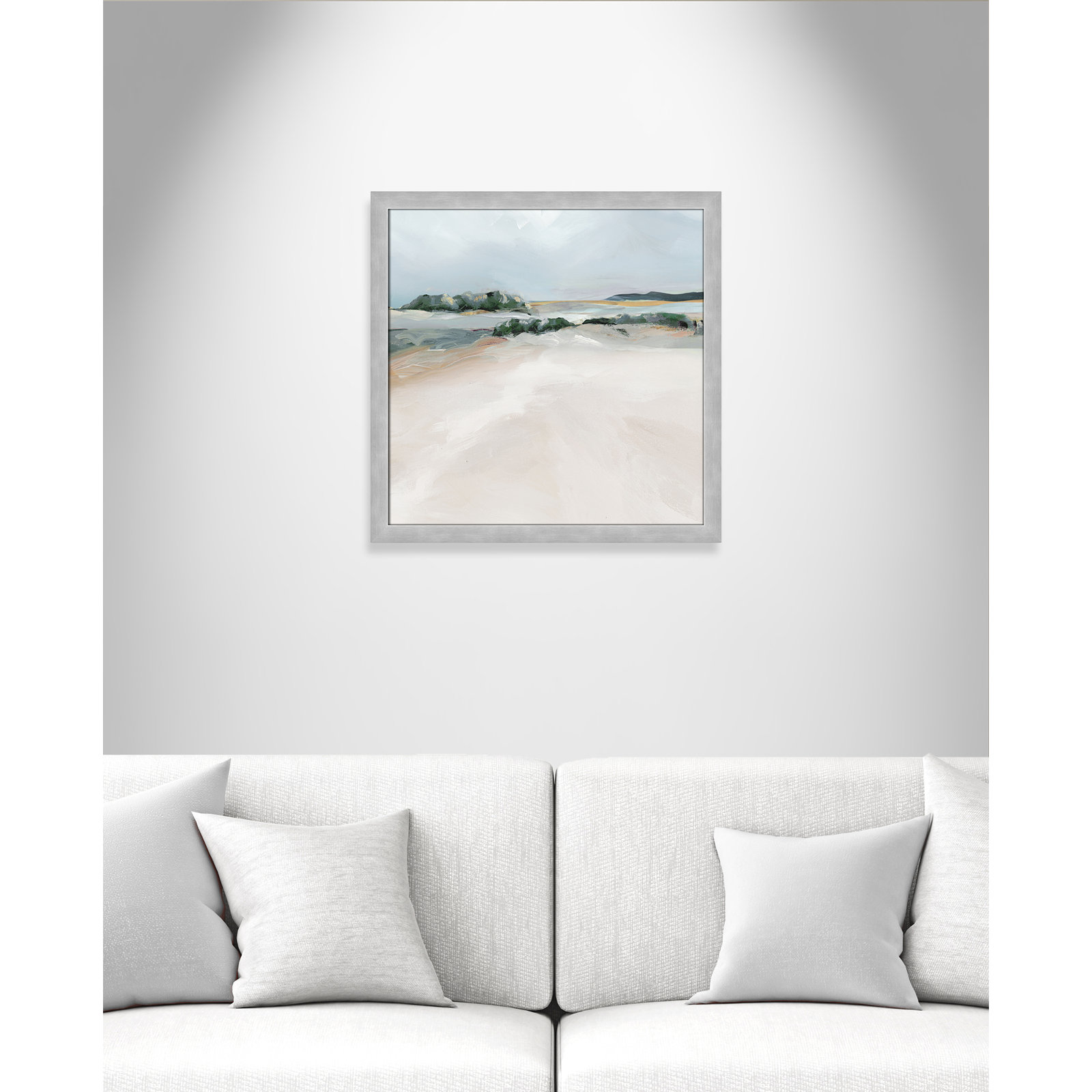 Anelis "Shimmering Path" Painting, 24.5" H x 24.5" W x 1.12" D, Matte Silver Framed