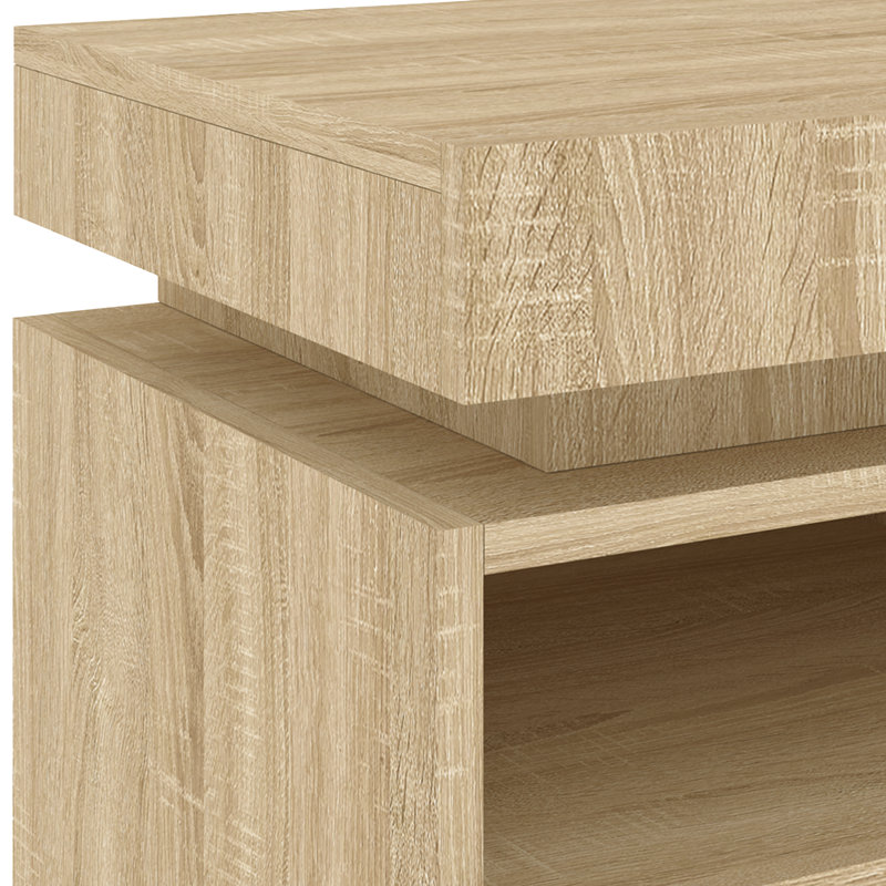 Brandace 39cm W Engineered Wood Bedside Table, Sonoma Oak