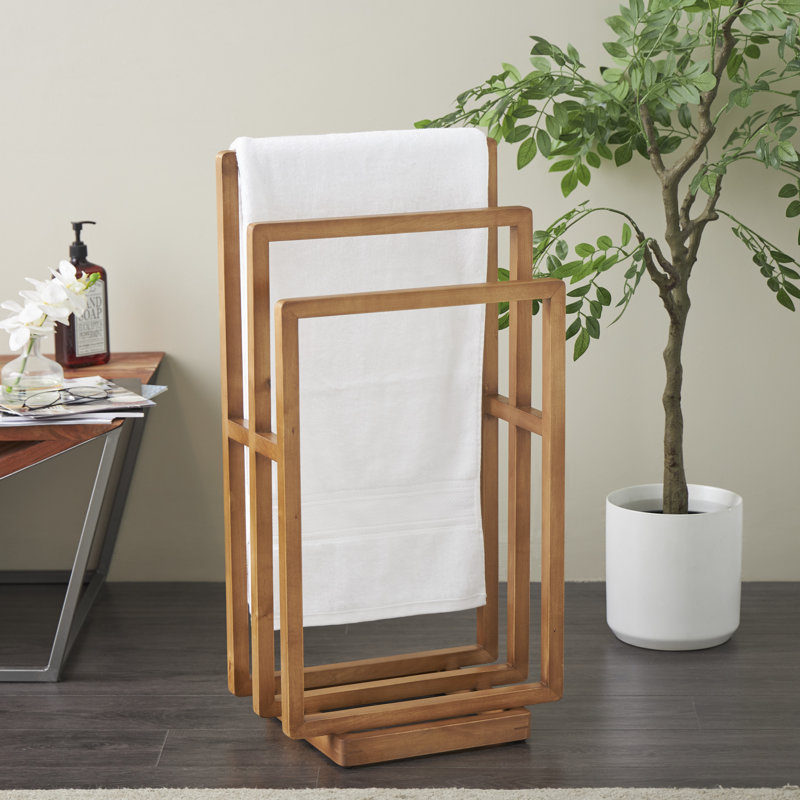 Brown Wood Sleek Modern Quilt Rack