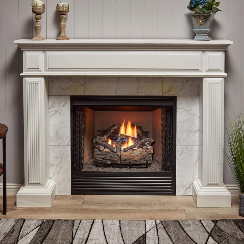 Bluegrass Living Vent Free Dual Fuel Gas Log Set - Rustic Oak, 30,000 BTU, Remote Control - Model# B18DR-UL4