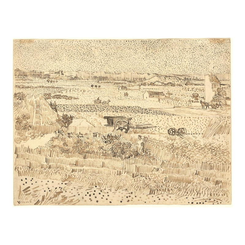 Récolte - La plaine de la Crau par Vincent van Gogh - Estampe numérique, H 16 po x l 20 po