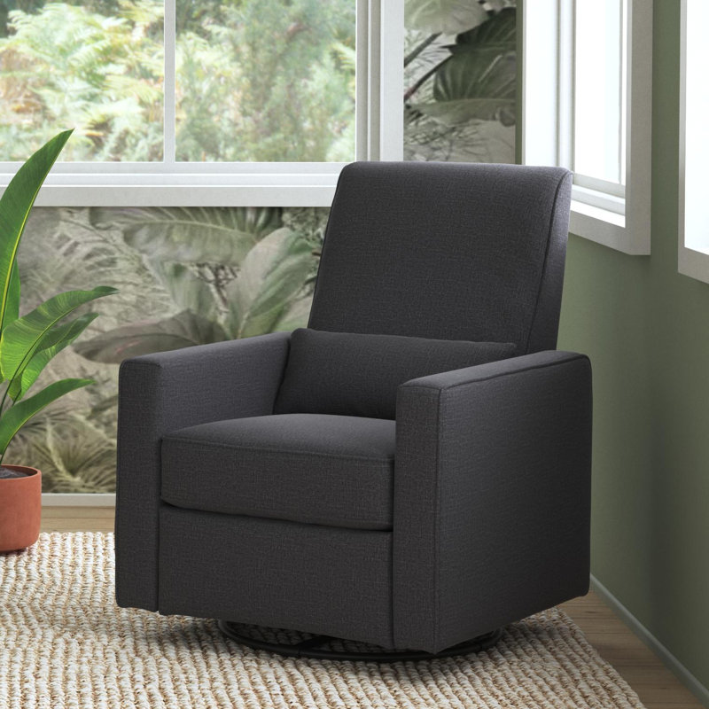 Piper Dark Grey Swivel Recliner with Plush Leg Rest and Gliding Function