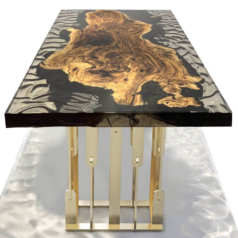 Metal Base Dining Table, H75 x L244 x W107cm