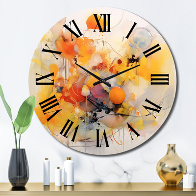 Horloge murale orange et jaune Whirls I - Minimalisme