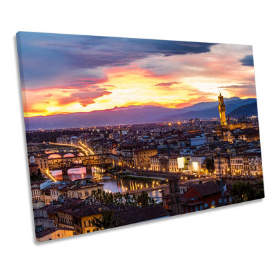 Florence City Sunset Italy - Wrapped Canvas Print