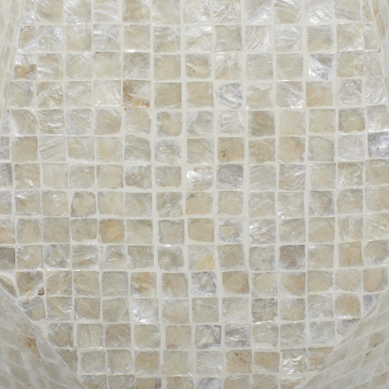 Cole And Grey Mother Of Pearl Shell Handmade Cream Side End Accent Table