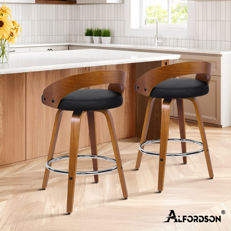 Swivel Upholstered Counter Stool with Metal Frame