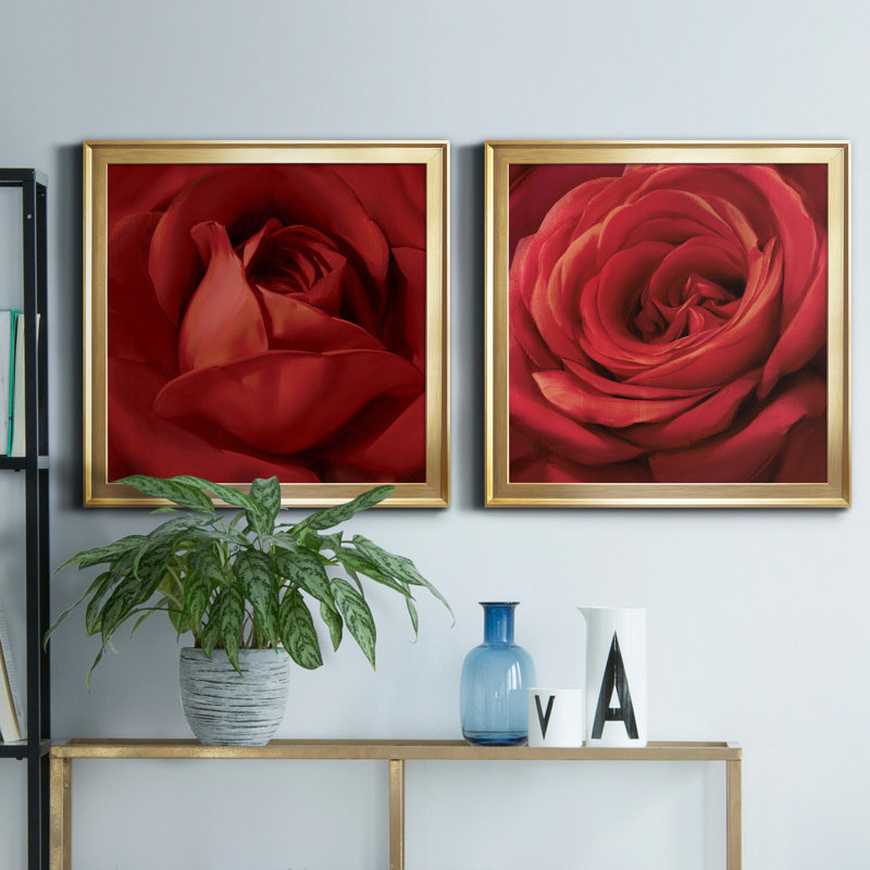 " Sincere Red " 2 - Pieces, Gold, 26.5" H x 53" W x 1.5" D