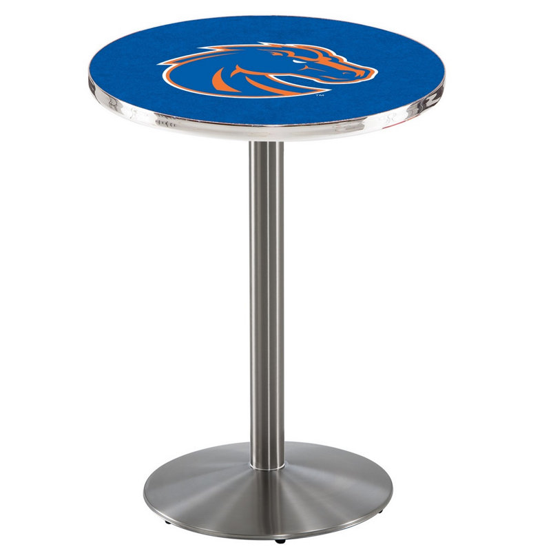Round Metal Base Dining Table, Stainless Steel, Boise State University