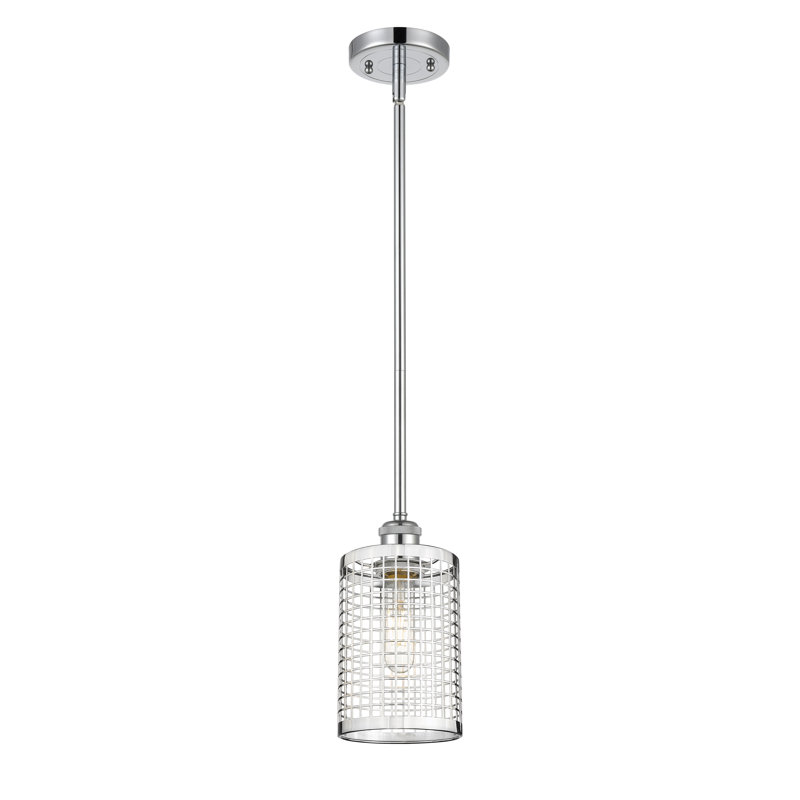 Luminaire suspendu cylindrique à 1 lumière Peraza, Chrome poli
