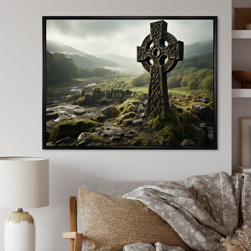 Irlande Celtic Harmony - Art mural Irlande, H 24 po x l 32 po x P 1 po, Cadre flottant noir
